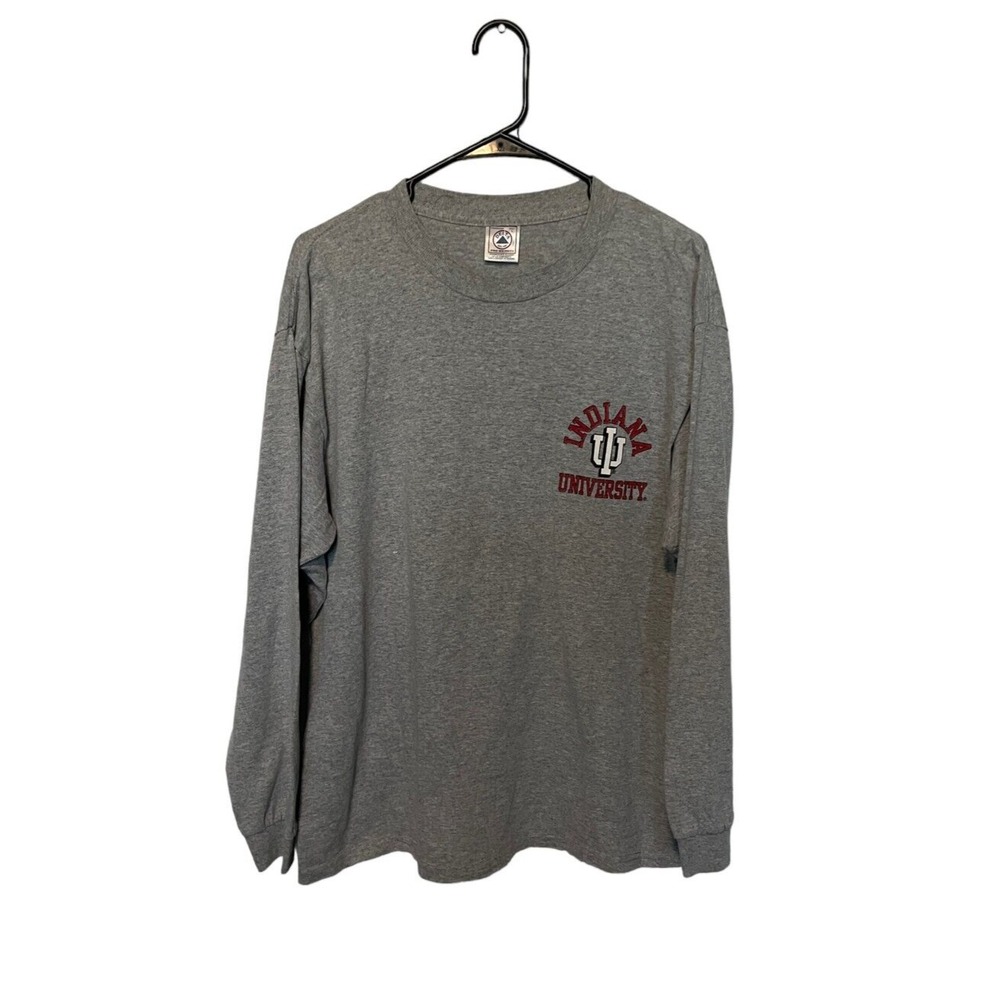 Vintage Indiana University Hoosiers Shirt Mens Large Gray Long Sleeve NCAA 90s